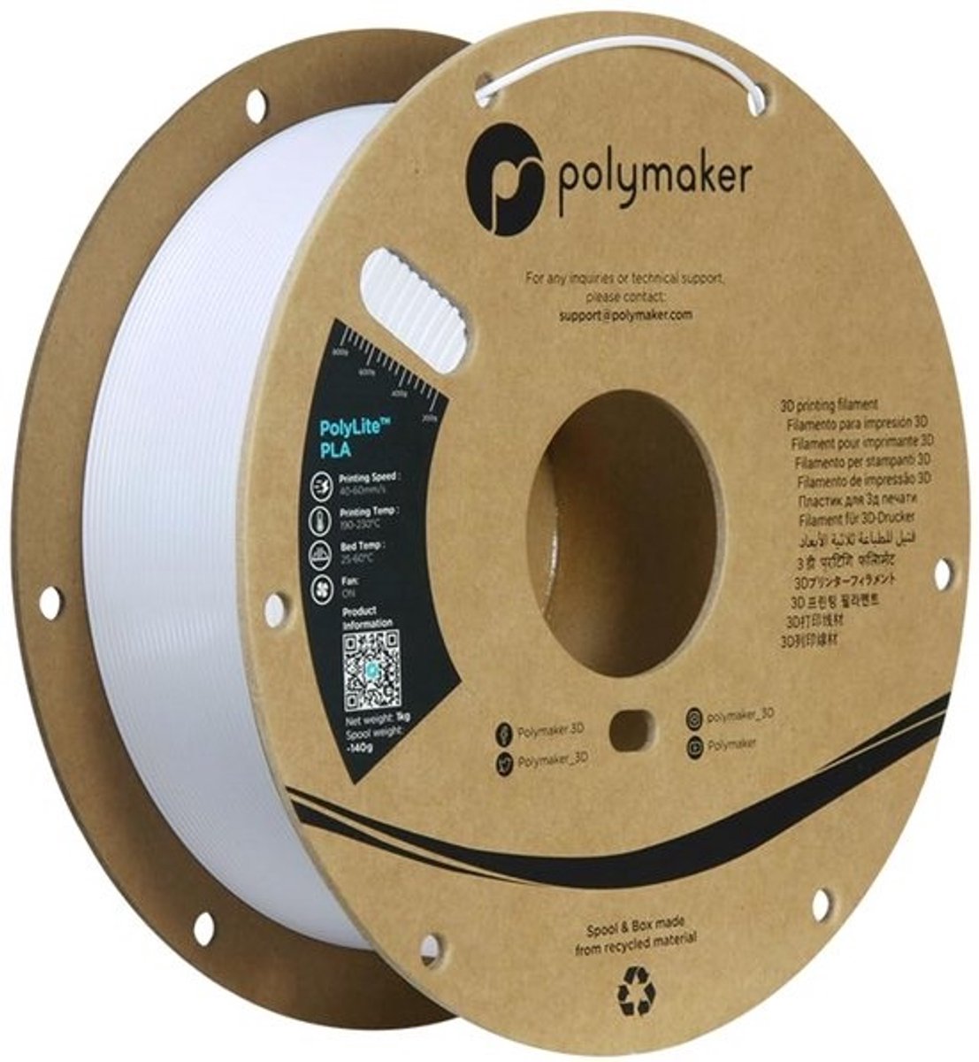 PLA Filament 1.75mm 1kg Koud Wit - Hoge Kwaliteit 3D Printer Materiaal