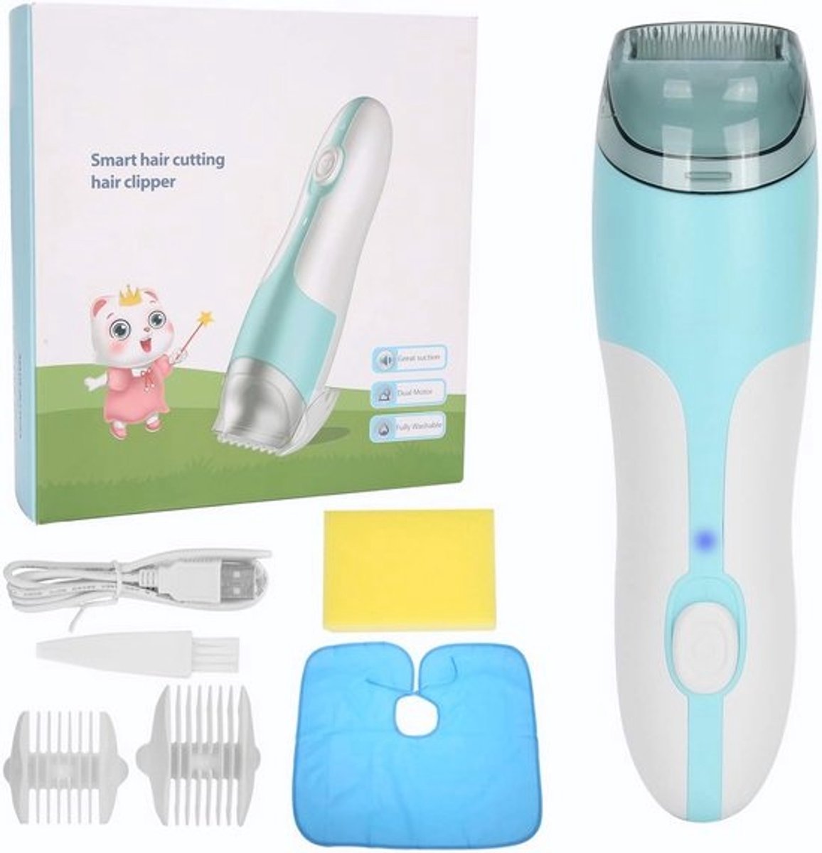 Stille Oplaadbare Baby Tondeuse - Draadloos & Waterdicht - Inclusief Opzetkammen