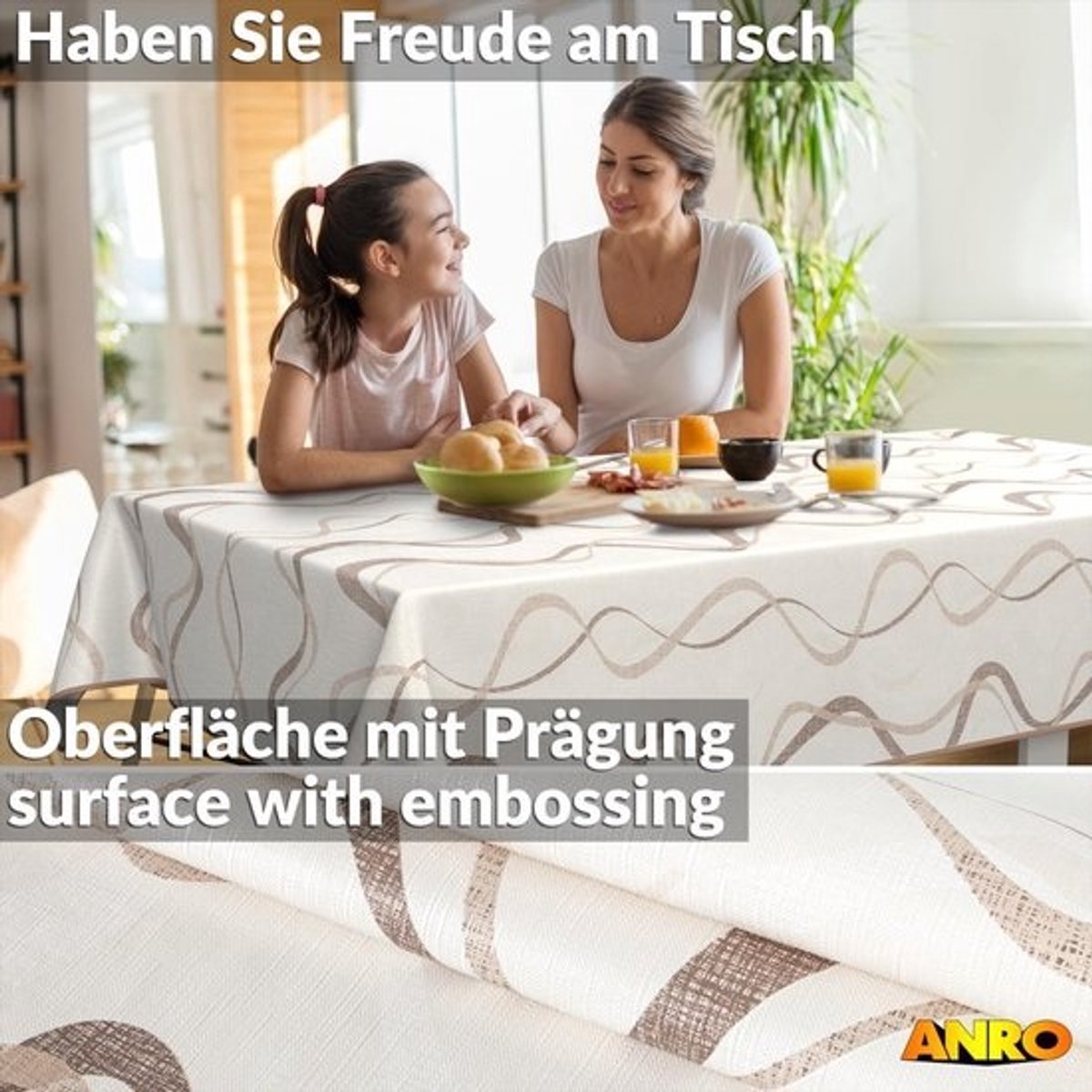 Afwasbaar tafelzeil - Tuintafelkleed aanrechtkleed - Tafel beschermen - Waterafstotend met zoom - 240 x 140 cm - Effen