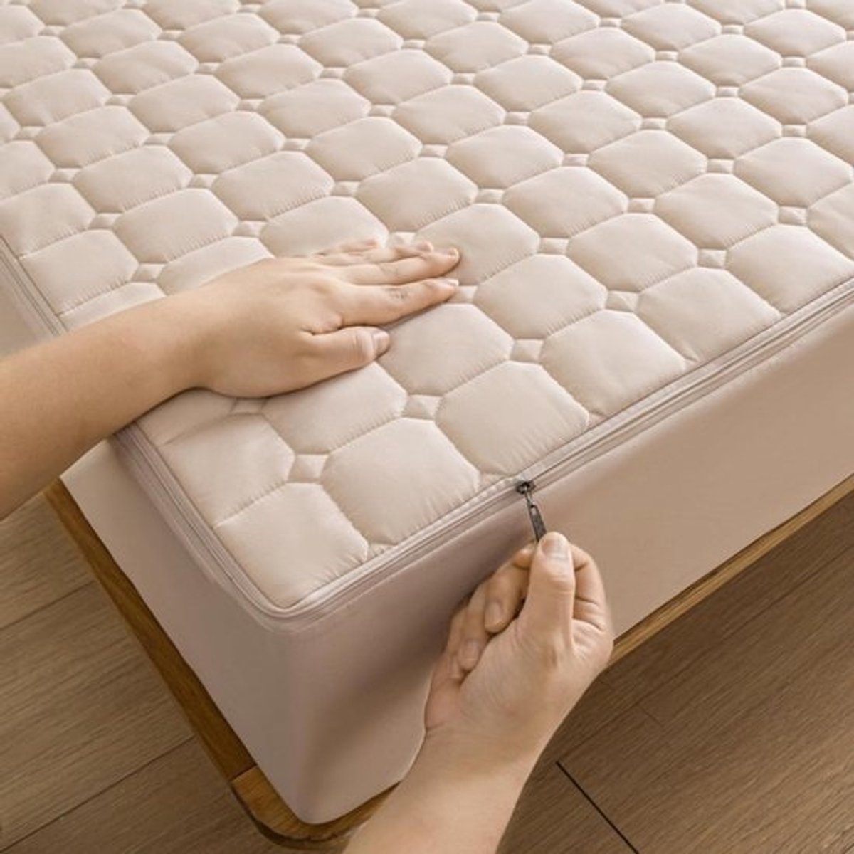 Matrasbeschermer - Matrashoes Rits - Matras Beschermen - 6-zijdig Volledig - 80x200+21 cm - Wit