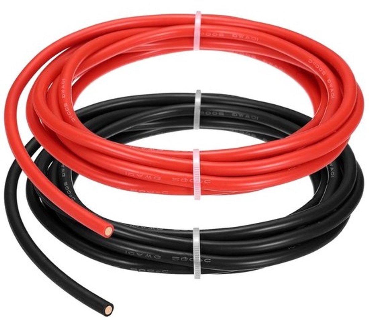 Elektrische Kabel - Accukabel Siliconen - Stroomoverdracht - Flexibele Ommanteling - 10 meter - Rood en Zwart