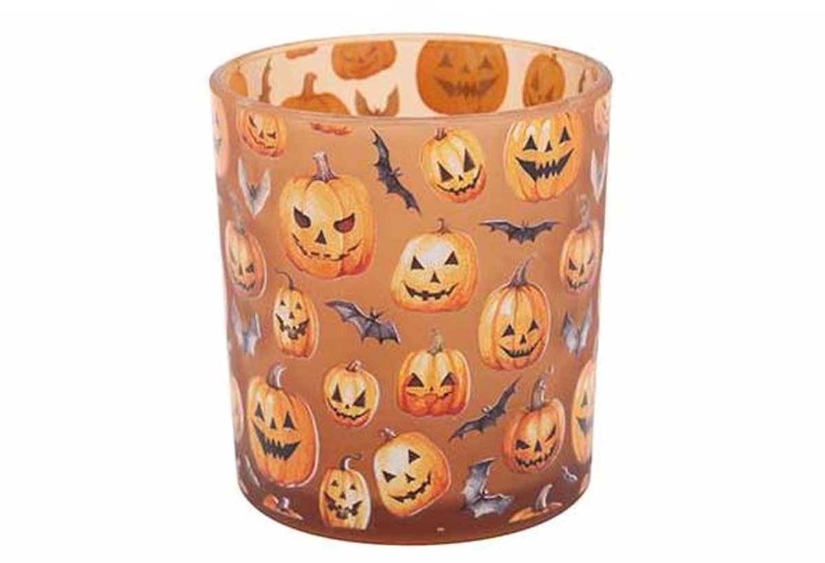 Cosy @ Home Theelichthouder Pumpkin Oranje 7x7xh8cm Andere Glas