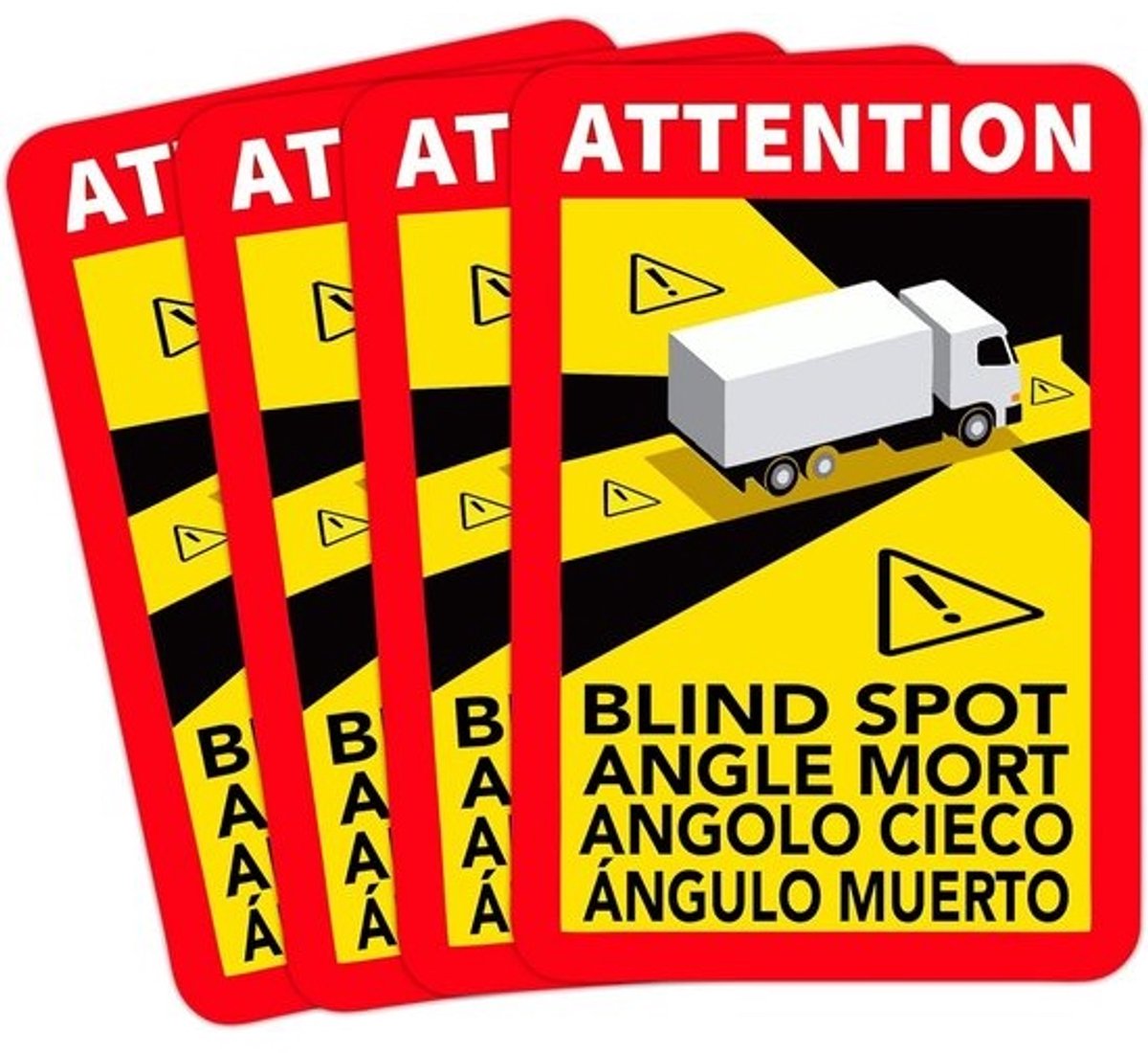 24x Sticker Dode Hoek Vrachtwagen - 'Pas Op' Waarschuwingssticker voor Veiligheid