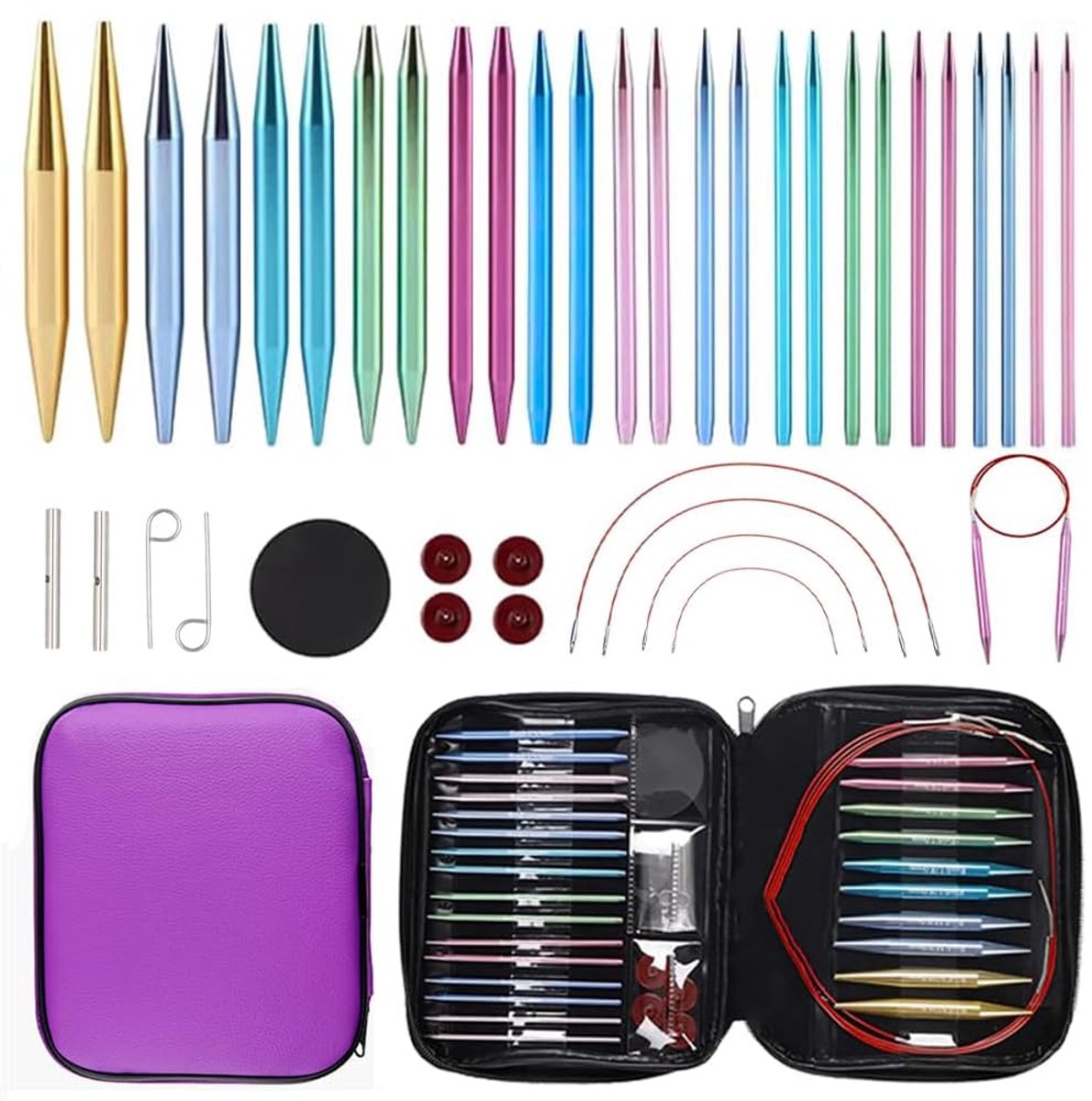 Rondbreinaaldenset - Verwisselbare naalden - Met etui - 13 paar - 3 mm tot 10 mm