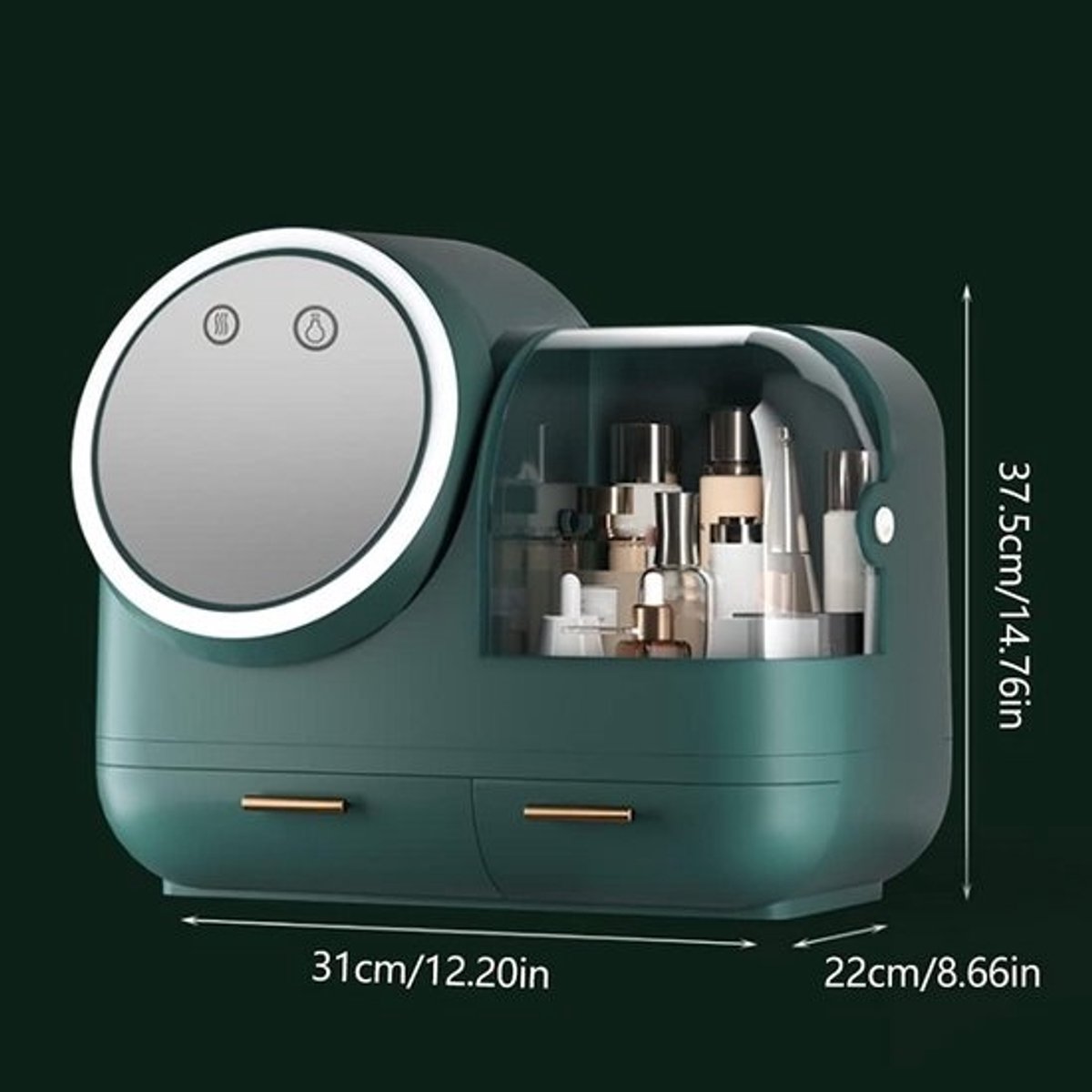 Grote Make-up Organizer met Verlichte HD Spiegel en USB Opladen - Cosmetica Opslagdoos