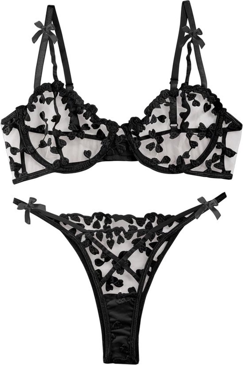 2-Delige Sexy Lingerie Set met Kant en Doorzichtige Details voor Vrouwen