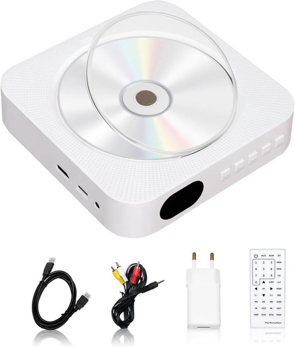 Draagbare CD/DVD Speler met Bluetooth & FM Radio - Wandmontage & Tafelmodel