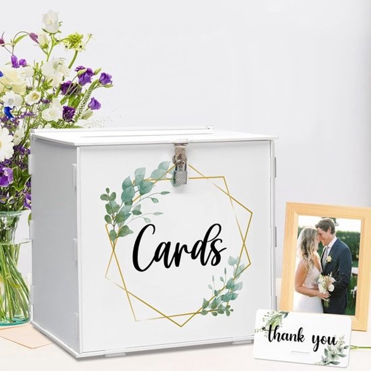 Bruiloft kaart doos met slot voor wenskaarten en geld - Perfect voor recepties en feestelijke gelegenheden