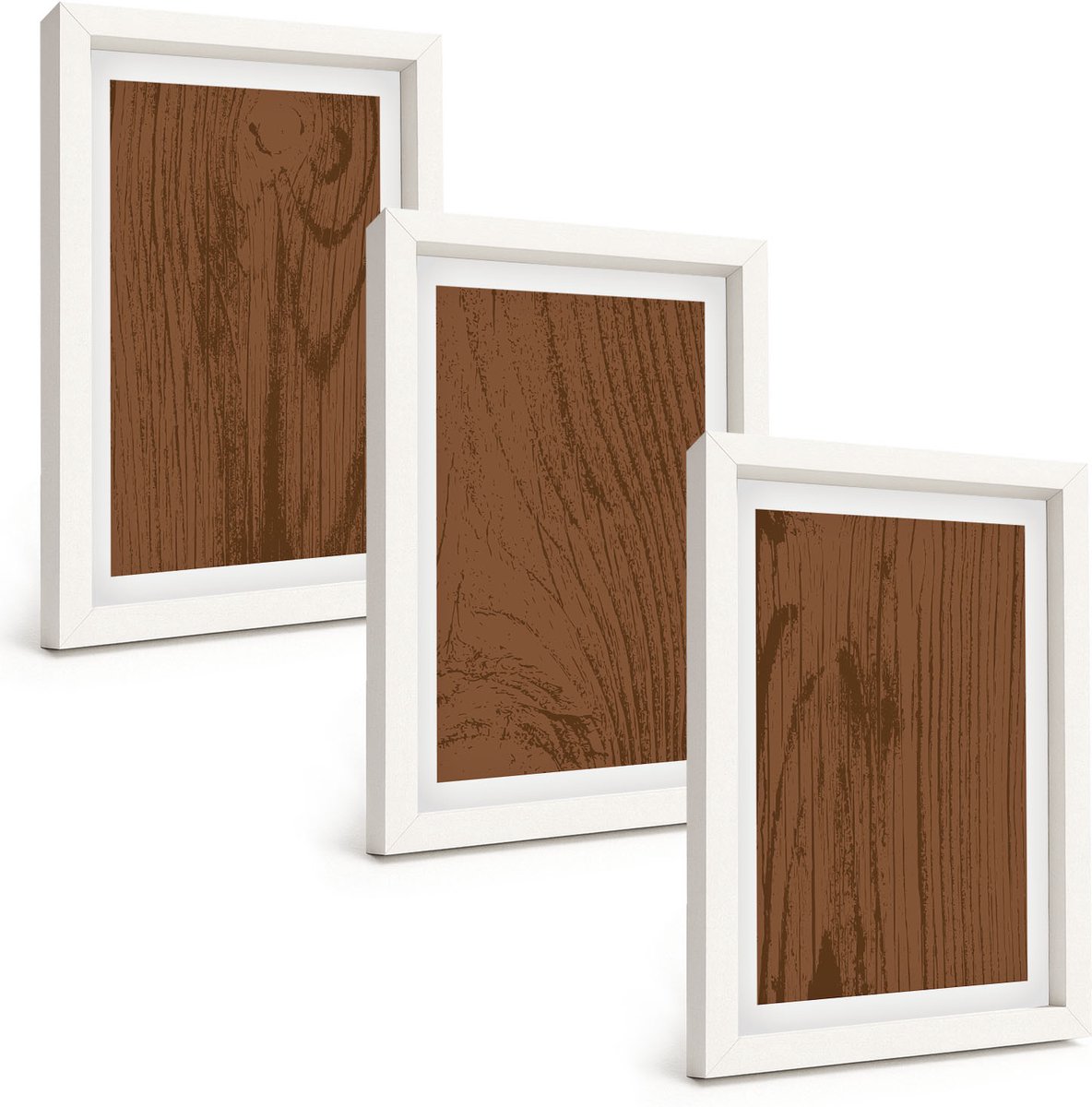 Wallfluent 3-Delige Schilderij Set - Houtpatroon, Boomschorsstructuur, Minimalisme - 20 x 30 - Muurdecoratie - Wanddecoratie - Slaapkamer - Stijlvolle Muurdecoratie