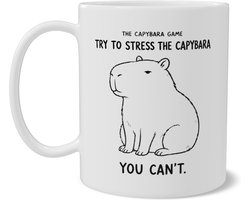 Mok met Capibara The Capybara Game You Can't Grappige Koffiemok Dubbelzijdige Print Zwart-Wit Minimalistische Tekening Beker Cadeau