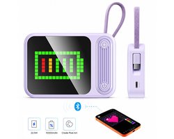 ORICO PC22 – Pixel DIY Powerbank 10000mAh – 22.5W Snellader – 256 LED-pixeldisplay met app-bediening – USB-C (5V/9V/12V) – Reis Powerbanks - Noodpakket - geschikt voor smartphones en tablets - Paars