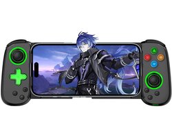 Gamecontroller voor telefoon, mobiele gamecontroller voor iPhone & Android, Geschikt voor iPhone 12 t/m 17 en Samsung Galaxy S21 t/m S24-serie, met Hall-effect joystick en Turbo-functie, voor COD Mobile, Genshin Impact en cloudgaming-Zwart