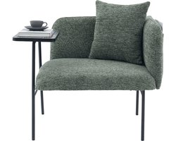 Smaragdgroene Chenille Fauteuil - Moderne Eenpersoonsstoel Met Bijzettafel - Twee Opbergvakken - 250kg Draagvermogen - Woonkamer - 86x72x71cm - Smaragdgroen