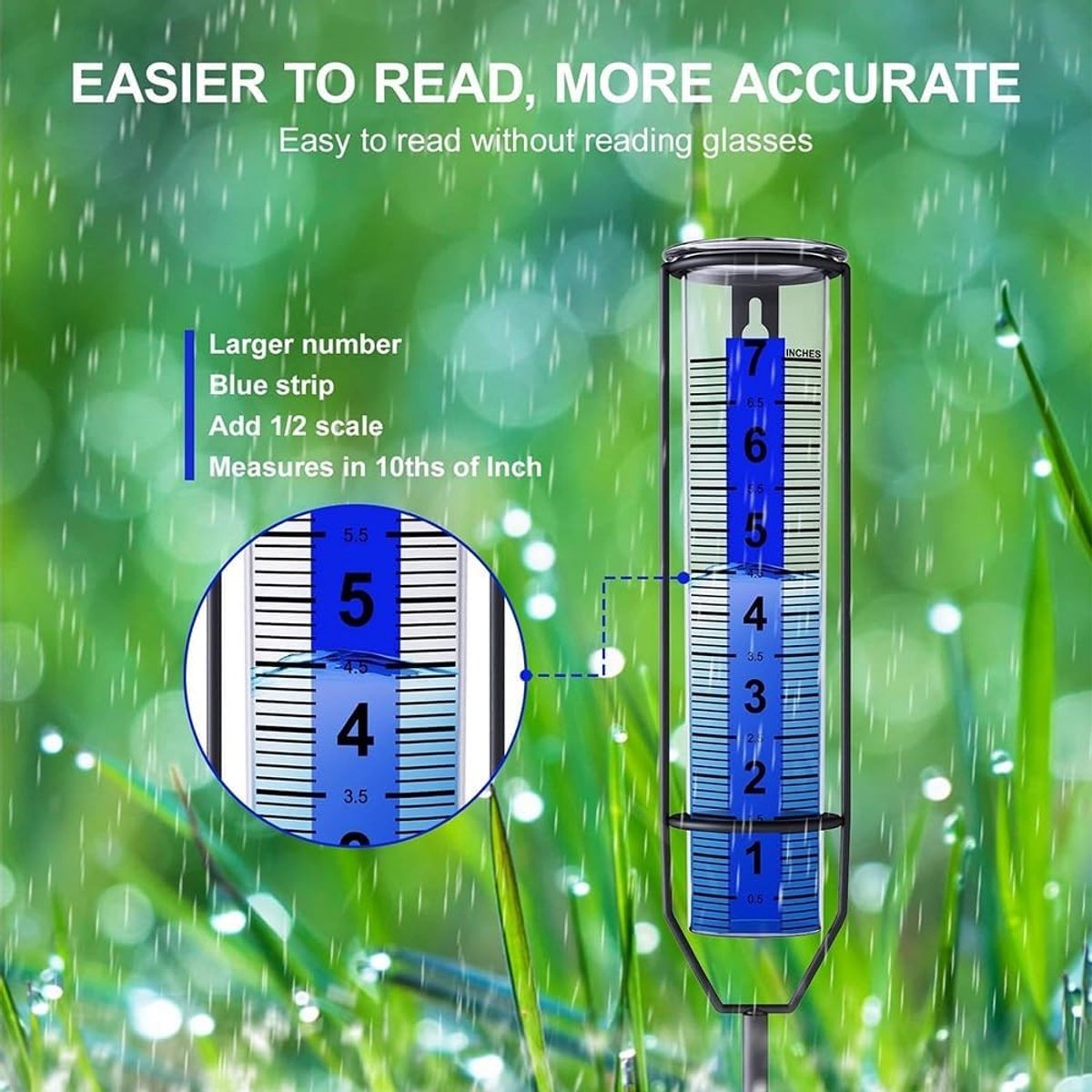 Vorstbestendige regenmeter voor buiten met grote heldere cijfers, duurzaam en weerbestendig, ideaal voor tuin en terras