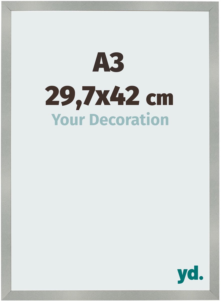 Your Decoration - Fotolijst A3 29,7x42 cm - MDF - Aluminium Geborsteld - Bologna