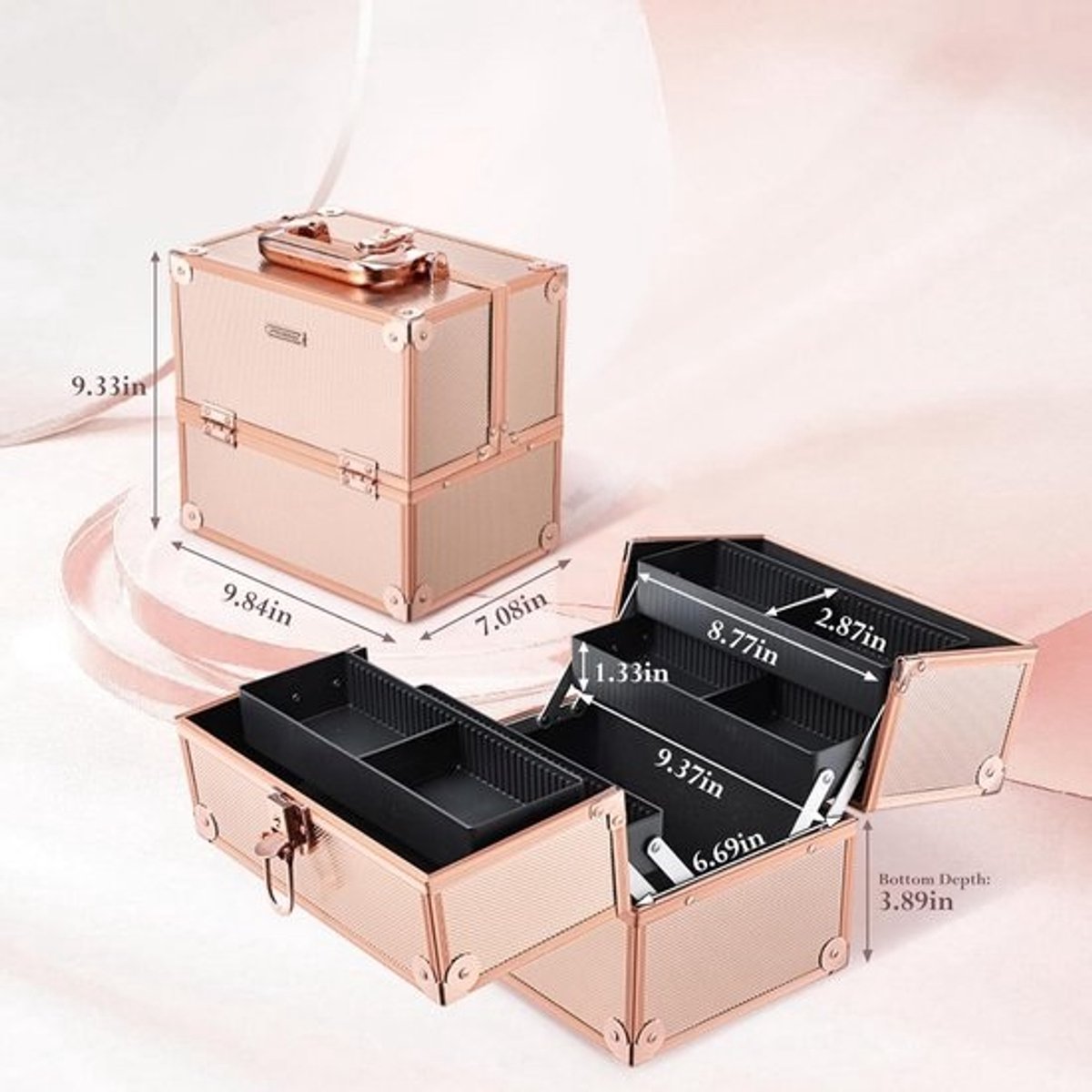 Professionele Make-up Koffer met 4 Lagen - Afsluitbare Cosmetische Reisdoos
