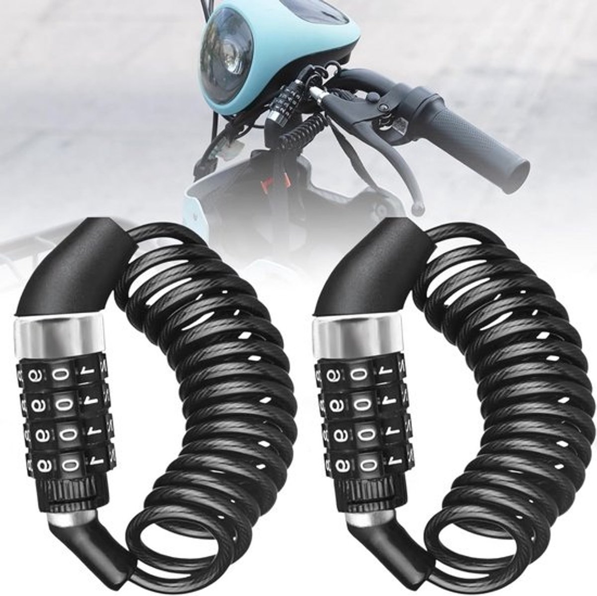 2 stuks combinatie fietsslot - multifunctioneel zwaar slot met 4-cijferige codes voor scooter en motor