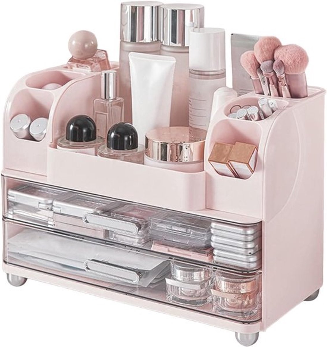 Make-up Organizer - Cosmetica Opbergdoos - Bureau Opruimen - Stofdicht Ontwerp - 34 x 24.5 x 18 cm - Roze
