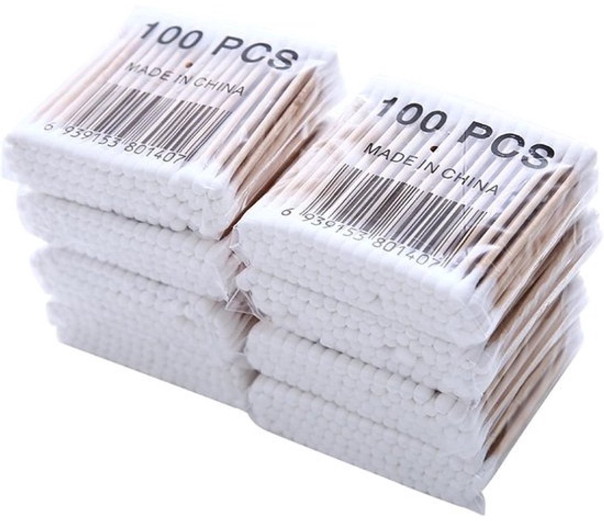 Katoenen Wattenstaafjes - Dubbele Punt Stukjes - Dagelijkse Reiniging - 800 Stuks Pakket - 75 cm Lengte - Wit