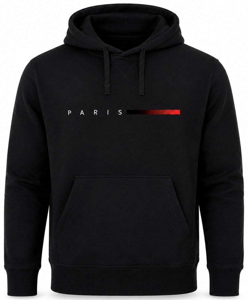 Hoodie Heren - Heren Trui met Capuchon - Zwart - Katoen - Paris Design - Maat 3XL