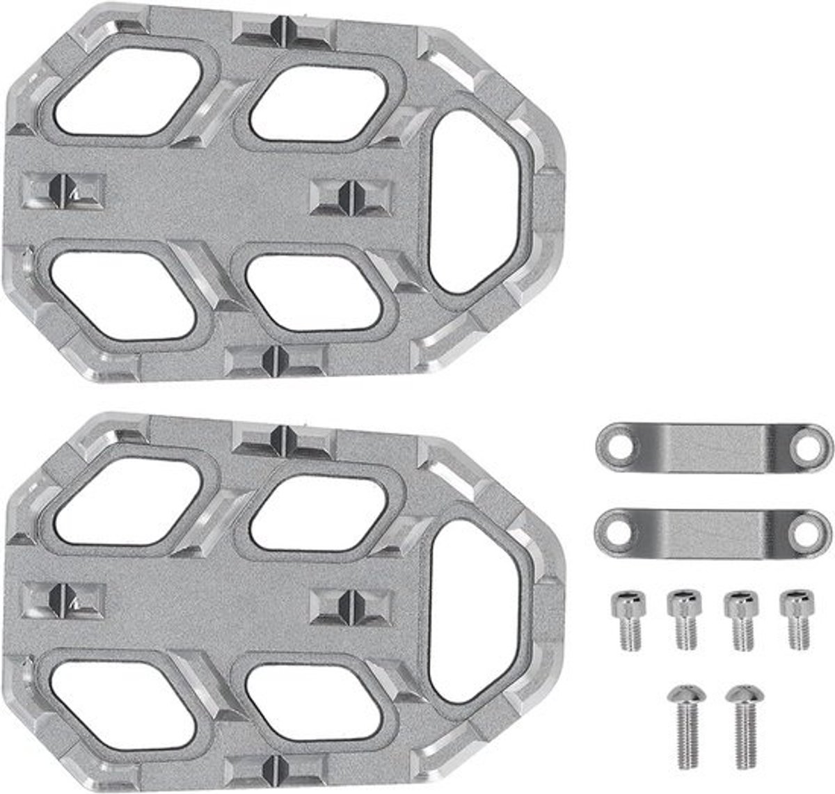 Motorfiets Voetsteunen - Treeplanken Pedaal - Veilig Rijden - Antislip Oppervlak - 85 x 58 mm - Titanium