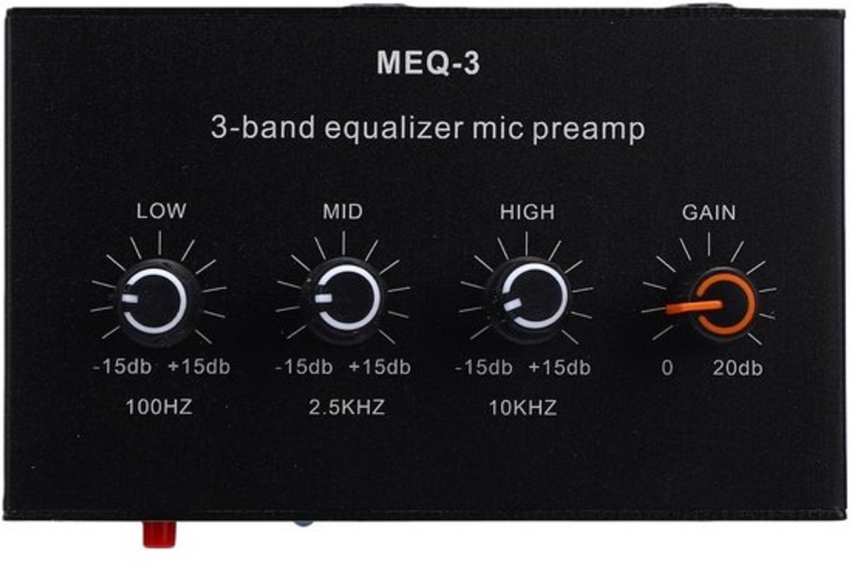 Microfoon Voorversterker - Geluidsversterker Equalizer - Opnemen Geluid - 3-Bands Equalizer - 19 cm Lengte - Zwart