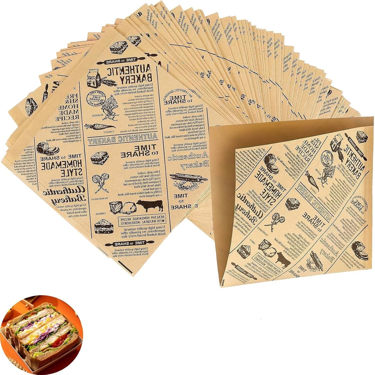 Dik hamburgerpapier voor het serveren van burgers, 100 stuks, vet- en vochtbestendig, ideaal voor restaurants en evenementen