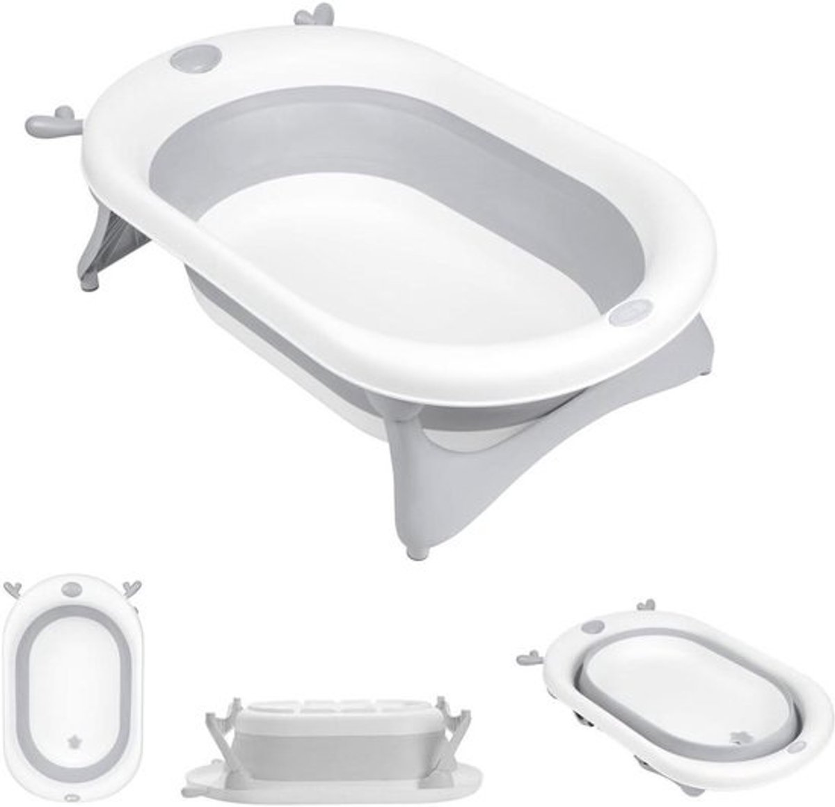 Baby Badkuip - Opvouwbaar Badje - Baby Wassen - Geïntegreerde Waterafvoer - 80 x 49 x 20 cm - Grijs