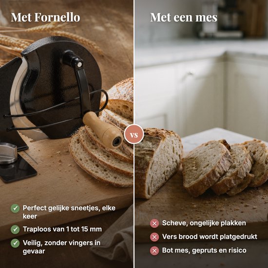 Fornello Snijmachine - Broodsnijmachine - RVS - Broodsnijder - Hout — afbeelding 4
