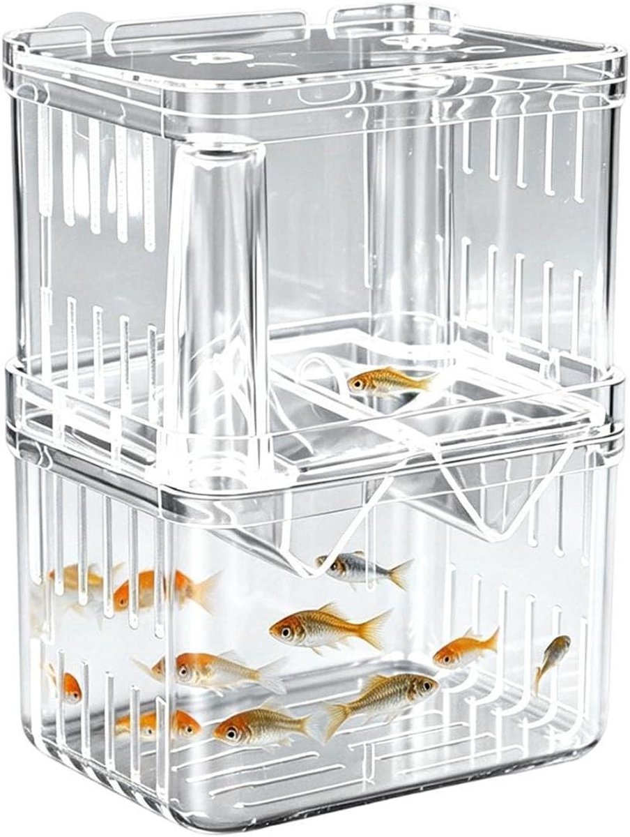 Kweekbox Aquarium - Isolatiebox Vissen - Vissen Kweken - Dubbele Laag - 10 x 7 x 13 cm - Transparant