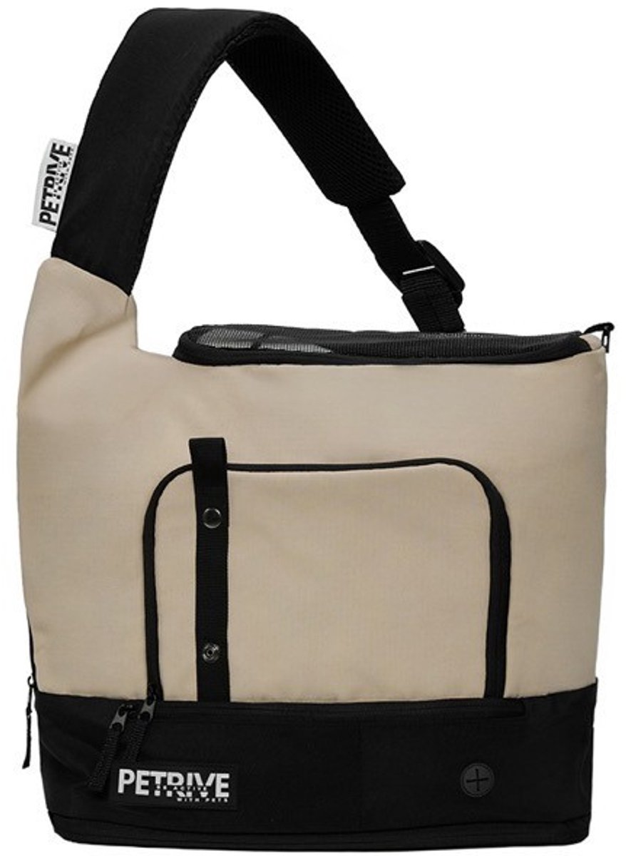 PETRIVE CROSSBAG Draagtas voor Hond en Kat – Schoudertas en Transporttas – Tot 9 kg – Beige