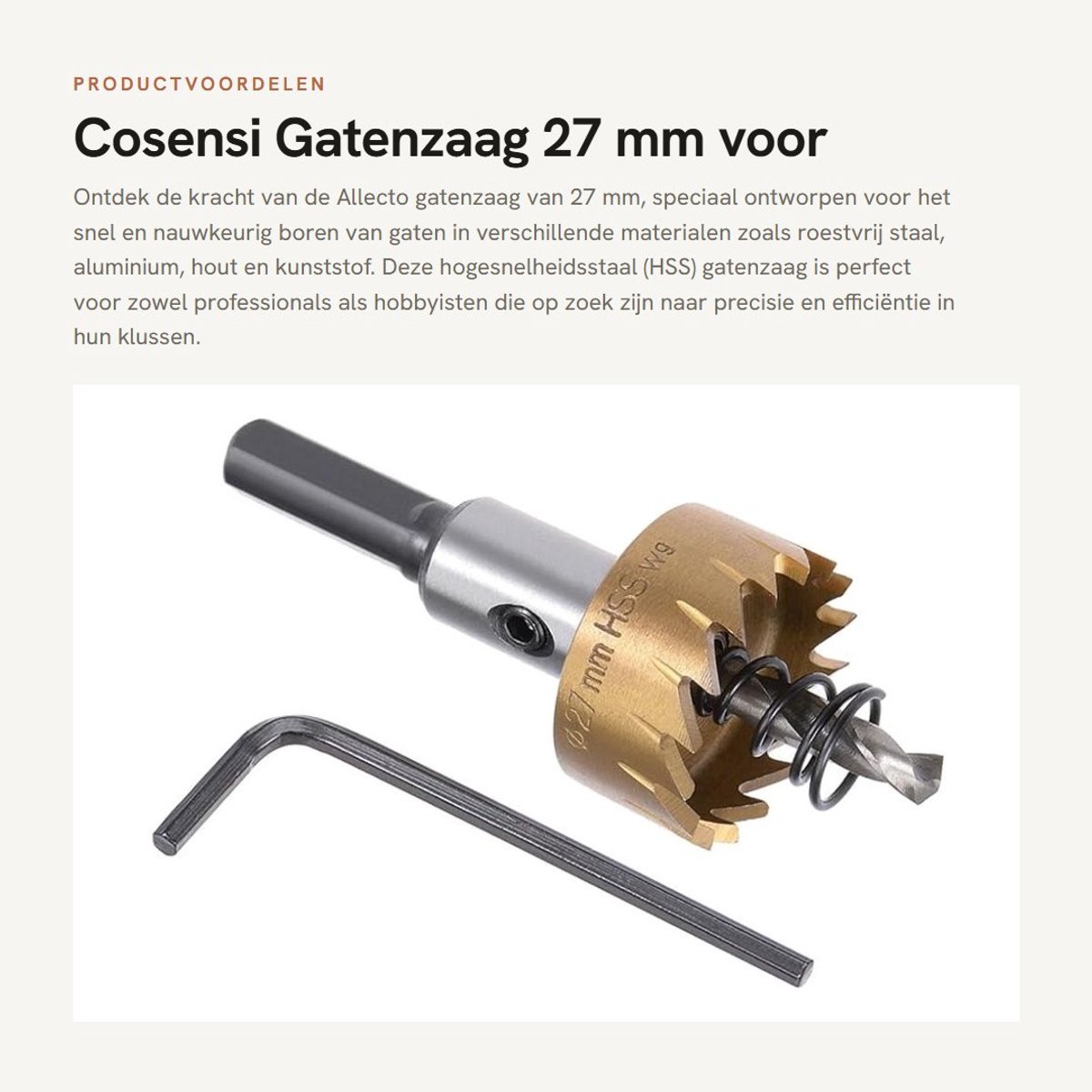 Dailygoods - Gatenzaag - 27 mm - voor metaal en hout - Hoge precisie - Voor roestvrij staal en kunststof - Ideaal voor boorwerkzaamheden - Perfect...