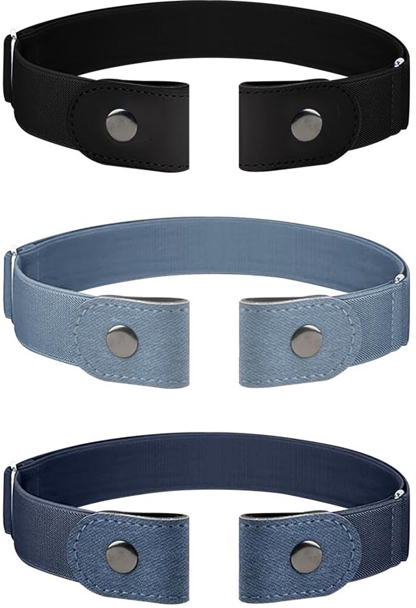 Dailygoods- Taille Riem Verstelbaar - Elastische Riem Zonder Gesp - Stretch Riem - 3 Stuks - Comfortabele Mode-accessoires - PU Stof