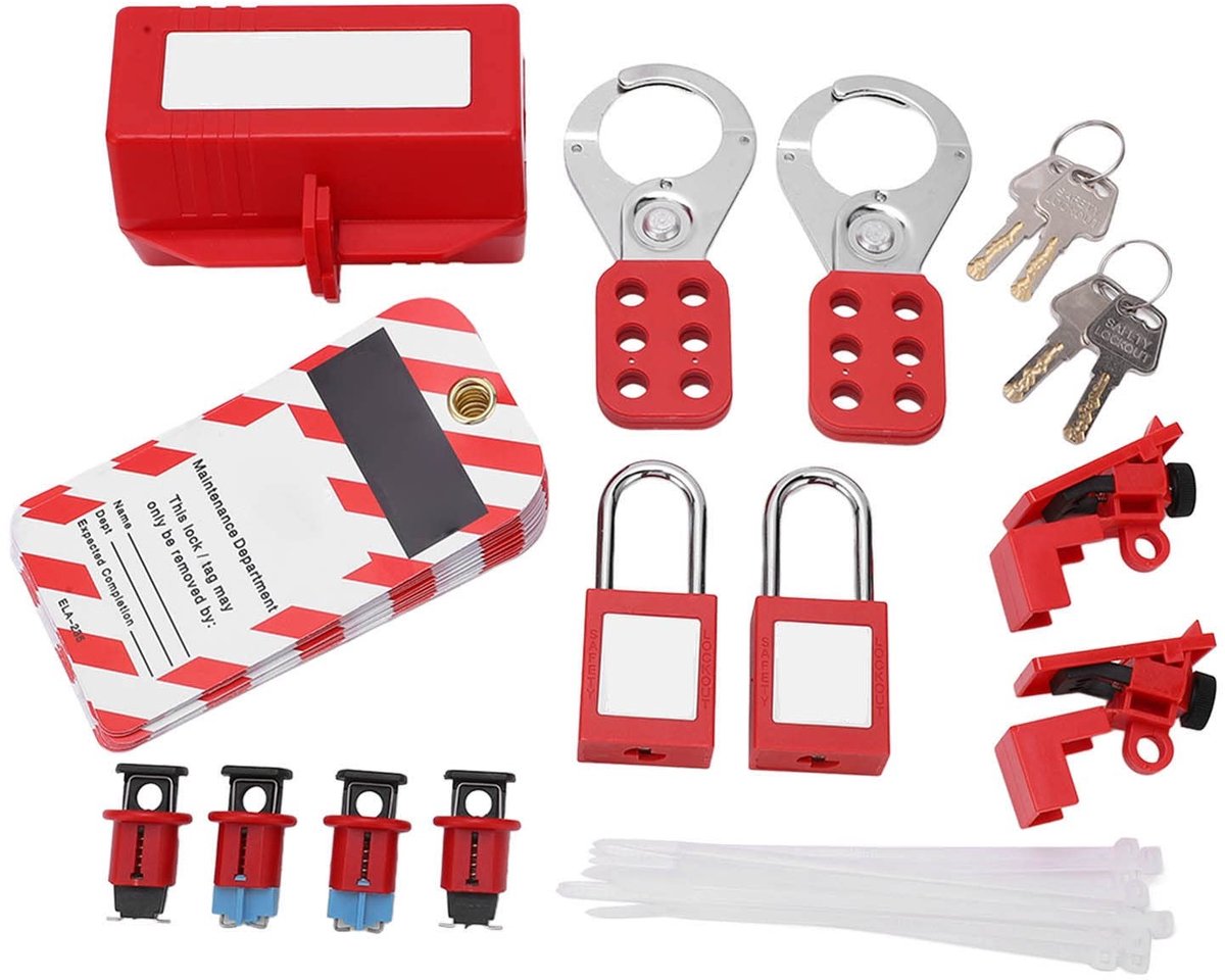 Dailygoods - Lockout Tagout Kit - Hangslot Set - Veilig en Gebruiksvriendelijk - Compleet met Opbergtas - Voor Industriële Toepassingen - Voor Chemie...