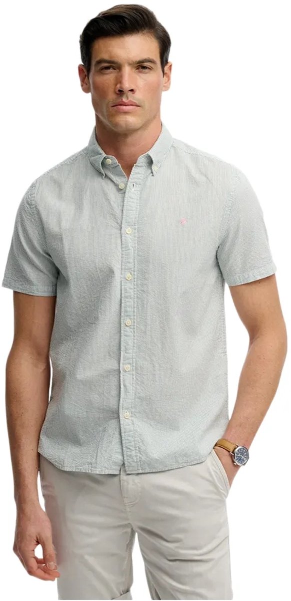 Superdry Classic Seersucker Overhemd Met Korte Mouwen XL Man Groen