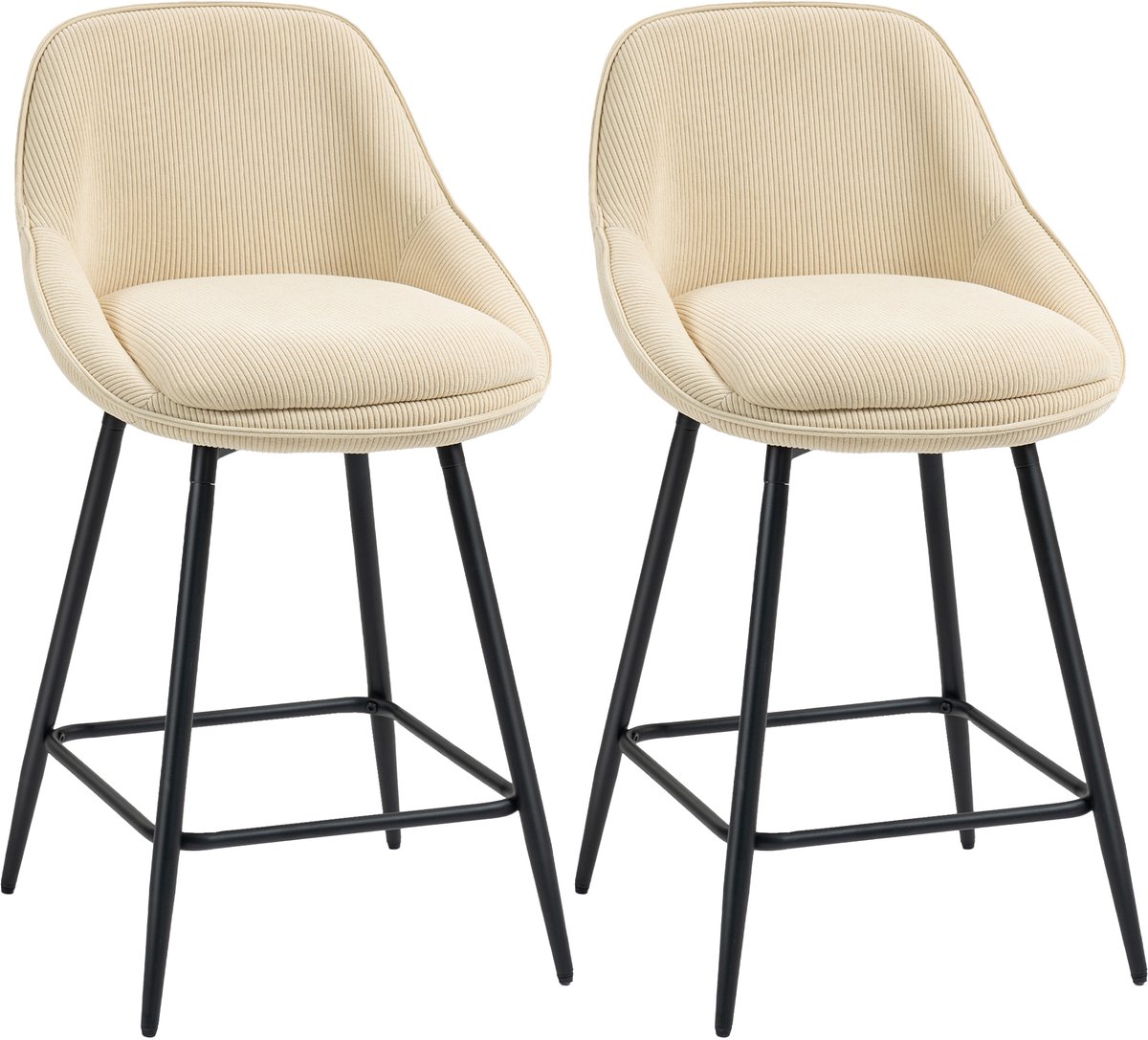 Homcom barkruk - Corduroy, staal - 49x52x88cm - Beige