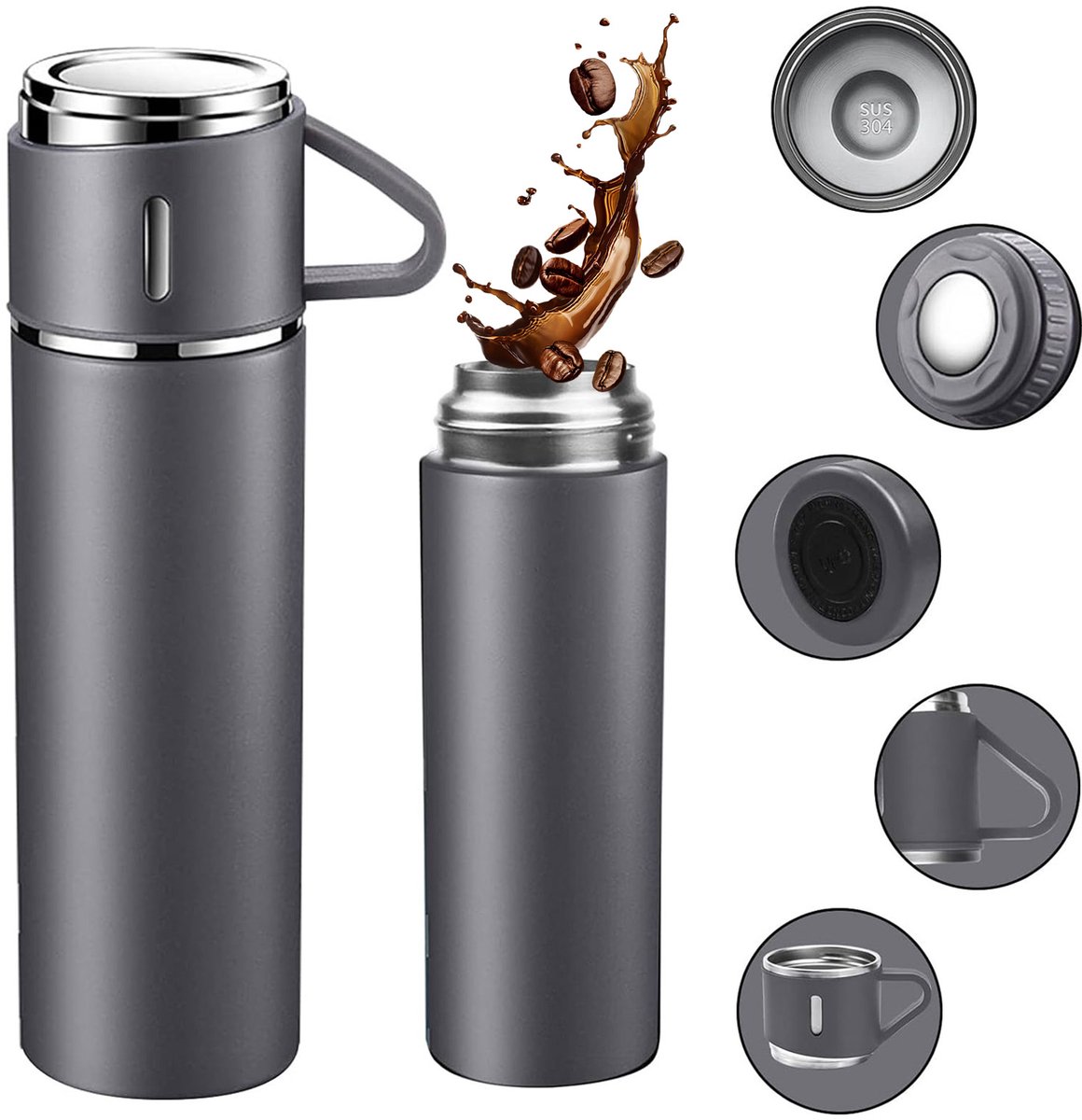 REDOM RVS Thermosfles 500 ml - Isolatiefles voor Werk, Sport & Reizen thumbnail 4