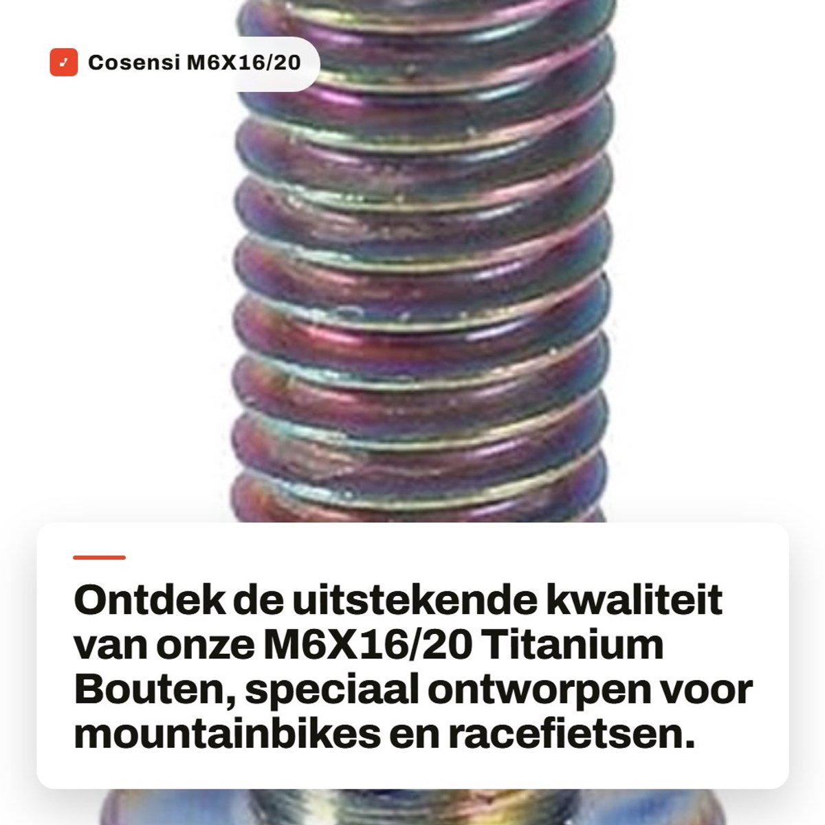 Dailygoods- Titanium Bouten M6X16/20 - 6 stuks - Lichtgewicht - Corrosiebestendig - Duurzaam - Geschikt voor Fiets/Motorfiets - Fietsbout