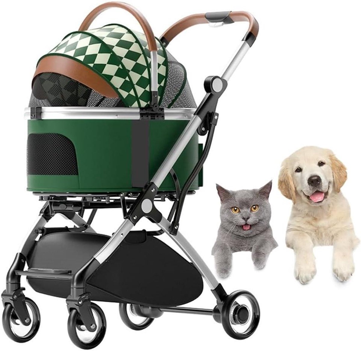 Opvouwbare Hondenwagen - Reisdrager Huisdier - Comfortabel Vervoer - 360 Graden Wielen - 100 cm - Groen