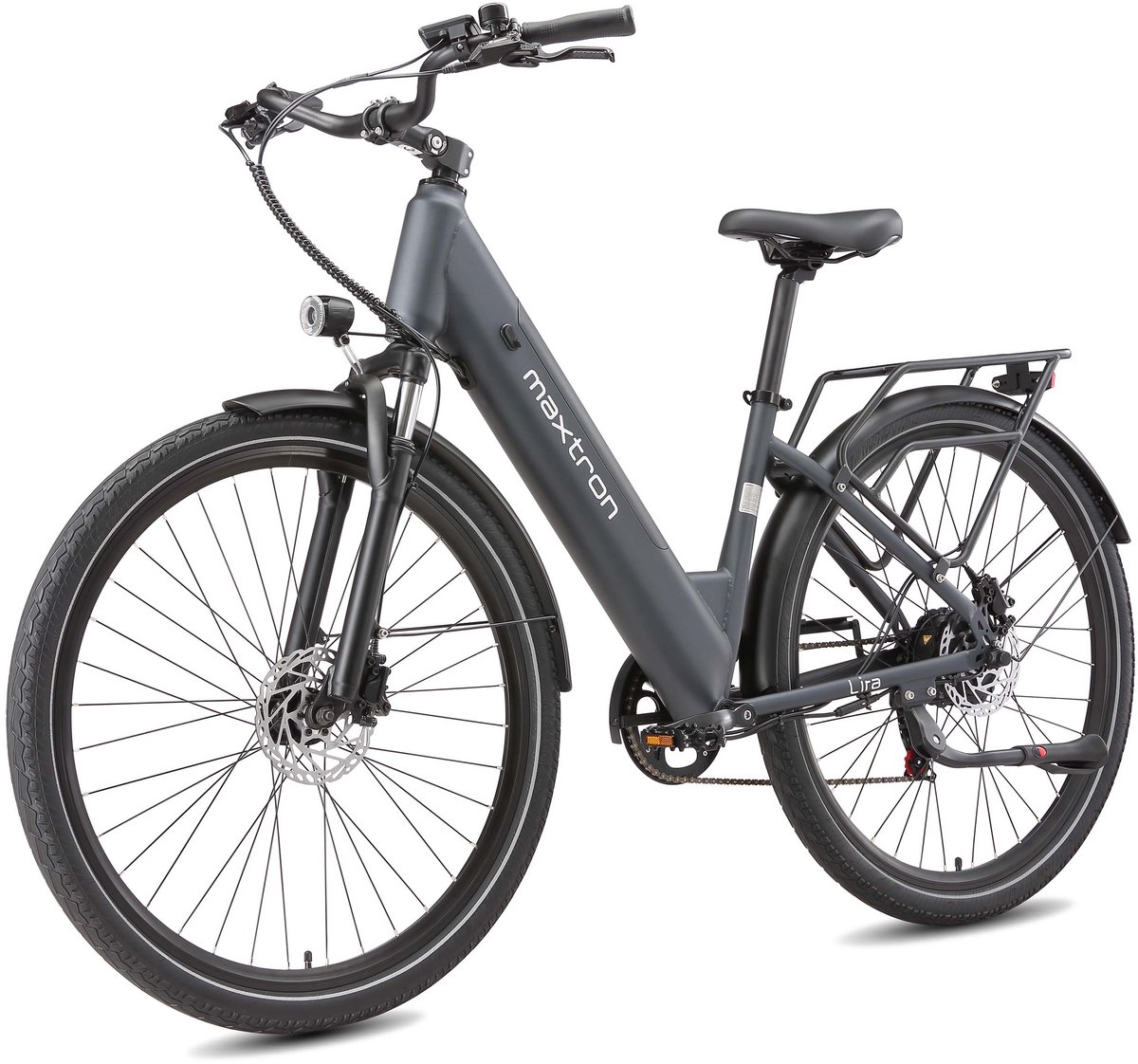 Maxtron Lira Elektrische Fiets - Actieradius tot 140 km - 720Wh Accu met Grote Capaciteit - 28 x 2.0 Inch Banden - Hydraulische Schijfremmen - Shimano 7 Versnellingen - 250W Motor - Met Achterlicht - Max. Belastbaar 120 kg - Grijs