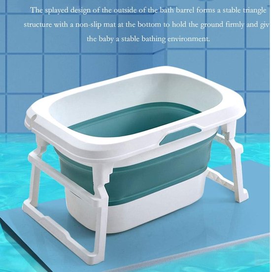 Baby Badje - Opvouwbaar Bad - Veilig Wassen - Stabiele Driehoek - Groot Formaat - Blauw — afbeelding 3