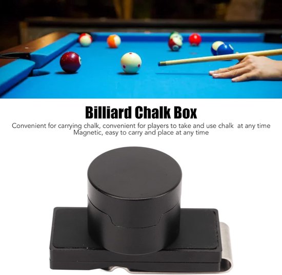Krijthouder Clip - Keu Krijt - Biljart Accessoire - Magnetisch Ontwerp - 8.3 x 8.1 x 3.7 cm - Zilver — afbeelding 2