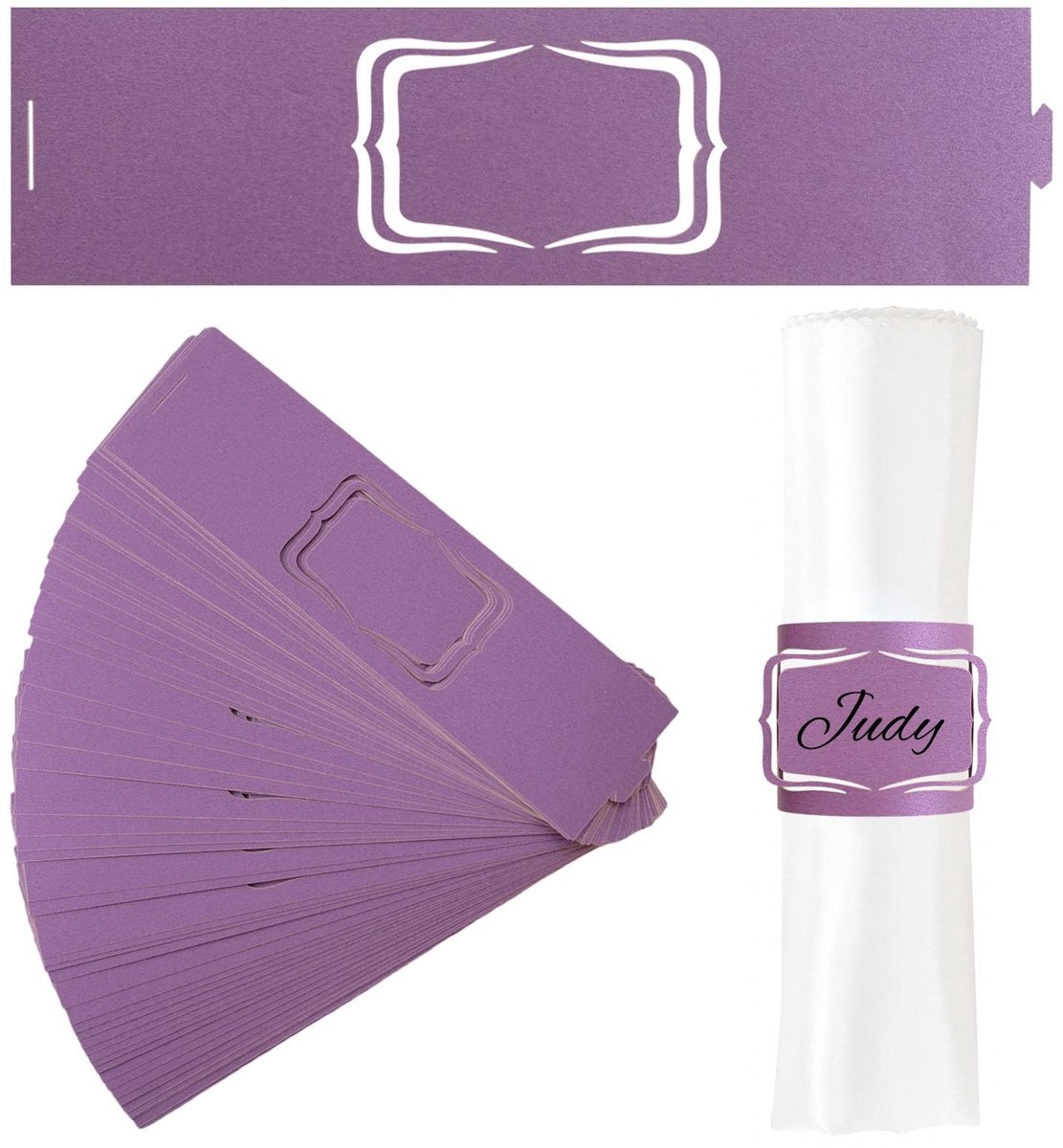 Dailygoods- Servethouderringen 50 stuks - Beschrijfbare Papieren Servetringen - Parelmoer - Tafelstuk Decoratie - Bruiloft/Diner Feest