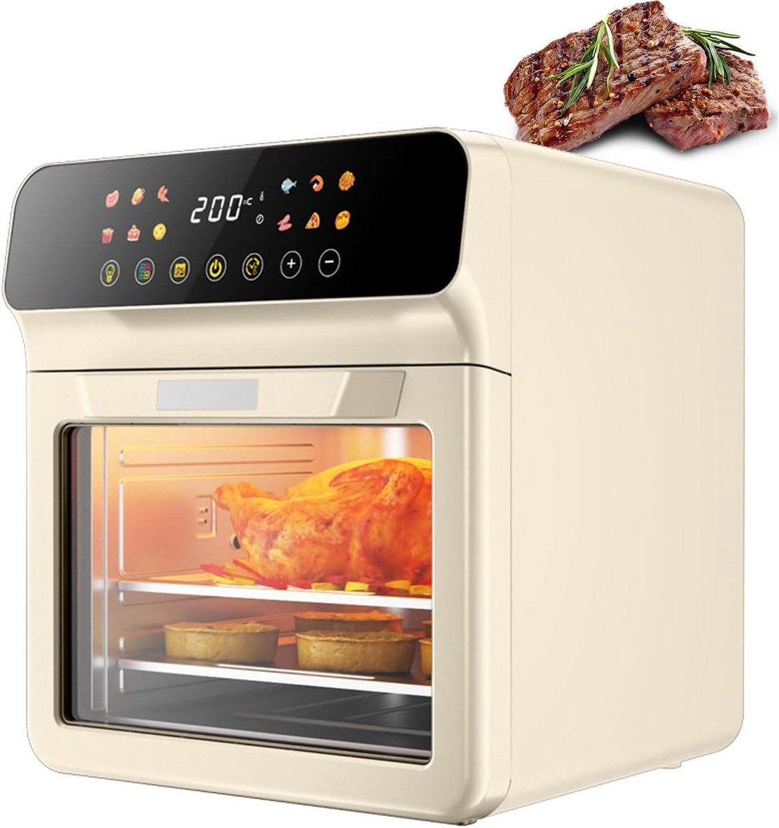 Airfryer Oven - Multicooker - Gezond Koken - Zichtvenster - 12 Liter - Off-white