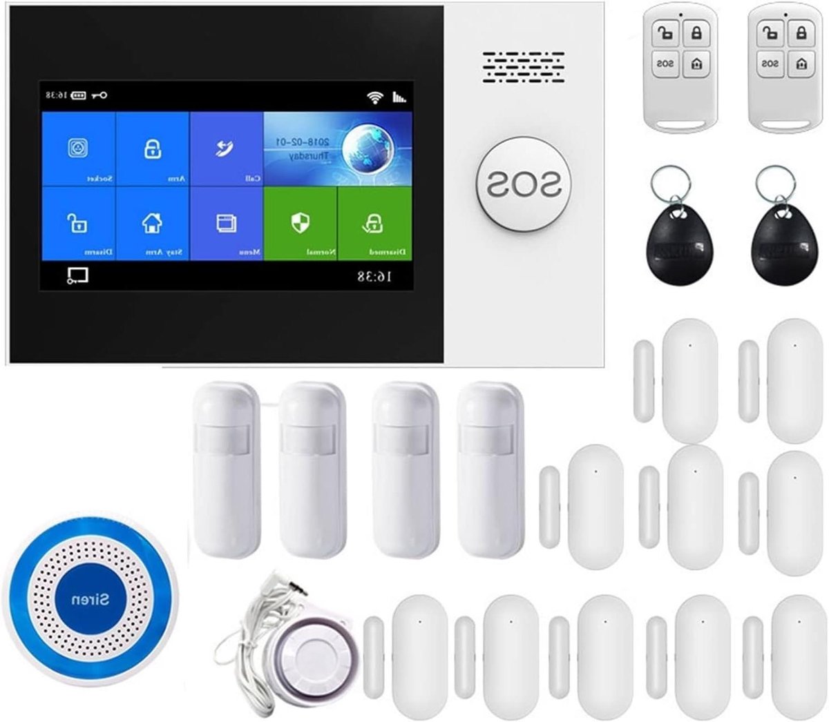 Alarmsysteem Kit - App Controle - Huis Beveiligen - Tuya Smartlife - 4.3 Inch Scherm - Zwart
