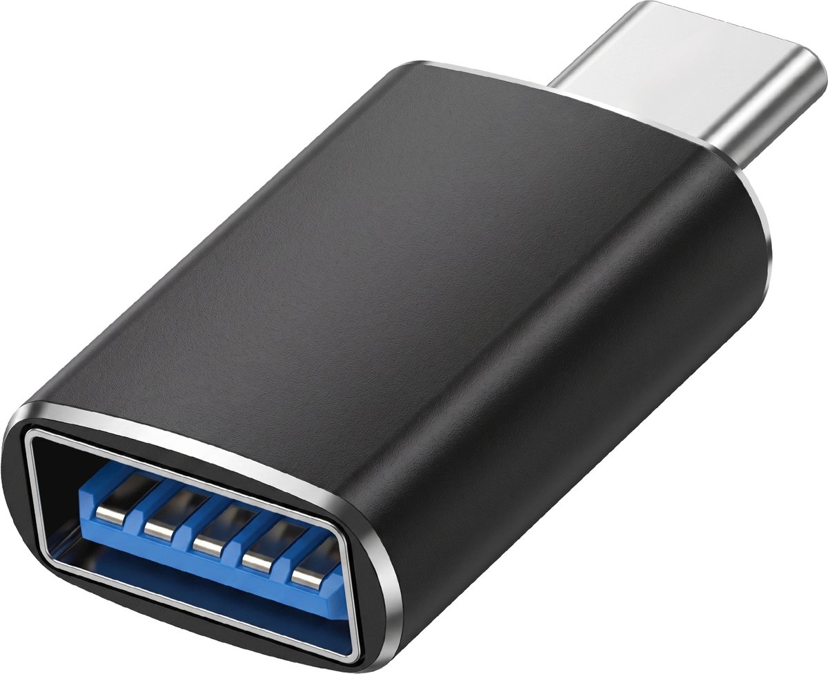 Blue Star, OTG USB-C Mannelijk naar USB 3.0 Vrouwelijk Adapter, Zwart