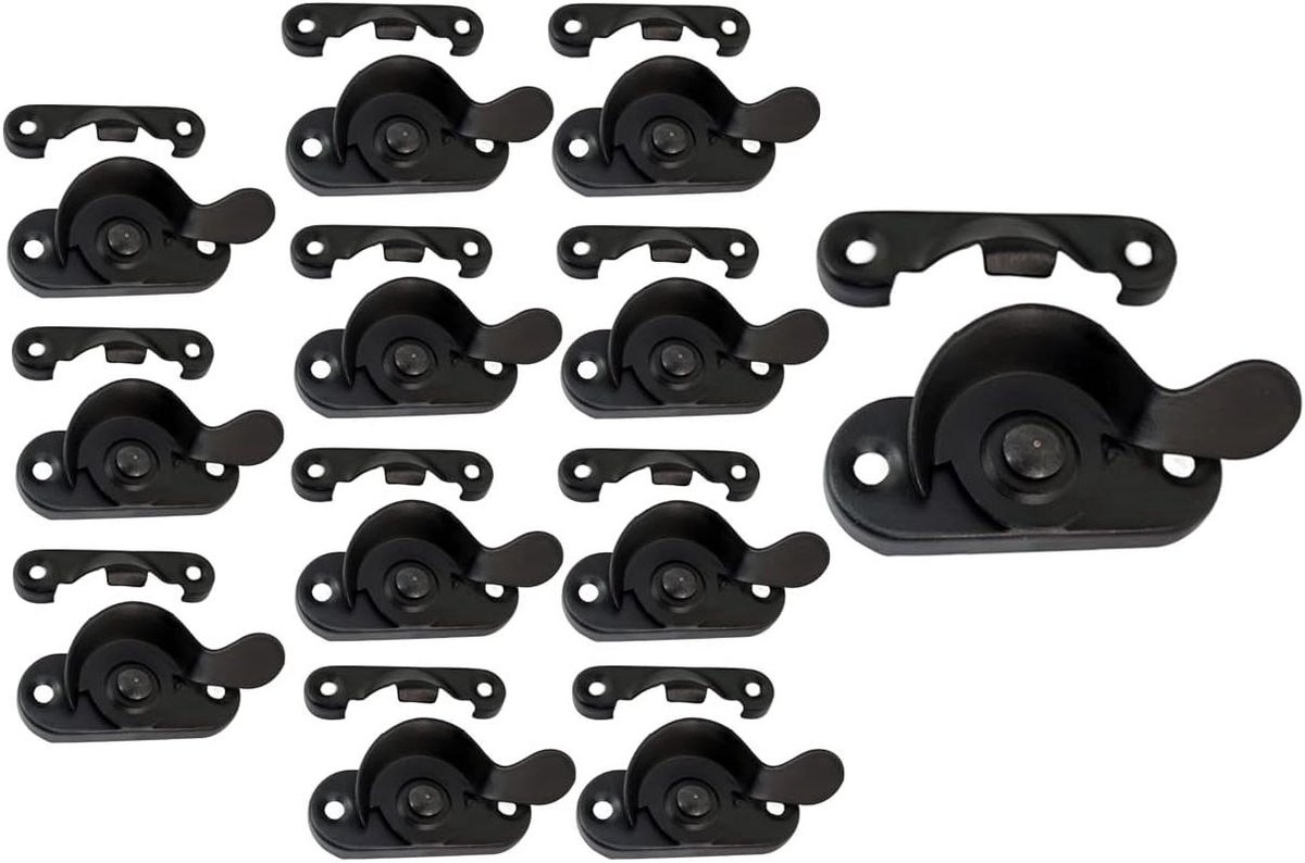 Raamsluiting Set - Kamerraam Sluiting - Kamerramen Beveiligen - Cam-actie Mechanisme - 12 Stuks - Mat Zwart