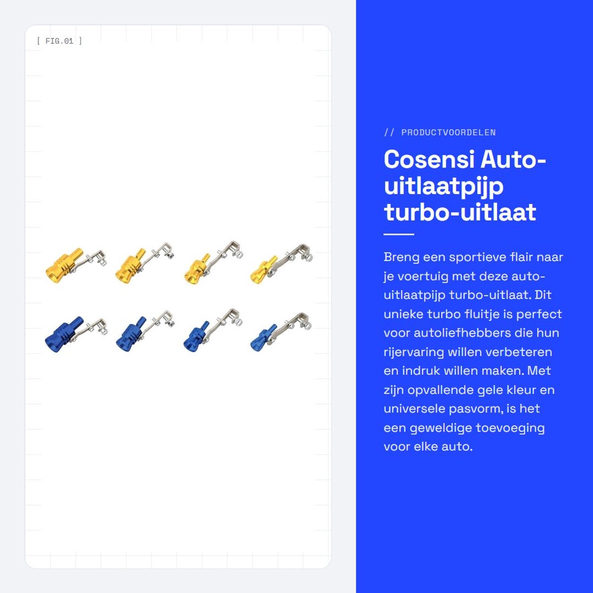 Dailygoods- Uitlaatpijp Turbo - Universele Uitlaatpijp - Sirene Imitatie - Aluminiumlegering - Geel - Hoogwaardig Materiaal - Turbofluit