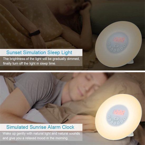 Digitale Wekker - Elektronische Klok - Rustige Ochtend - Simuleert Zonsopgang - 17 cm - Wit — afbeelding 2