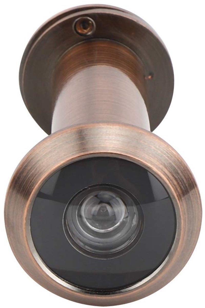 Dailygoods- Veiligheidsdeur Kijker 220 Graden Kijkhoek - Anti-diefstal - Geschikt voor 0,6-0,9 Inch Gatdiameter - Opbouwmontage - Lengte 6 cm - Rood Bronskleur - Deurviewer